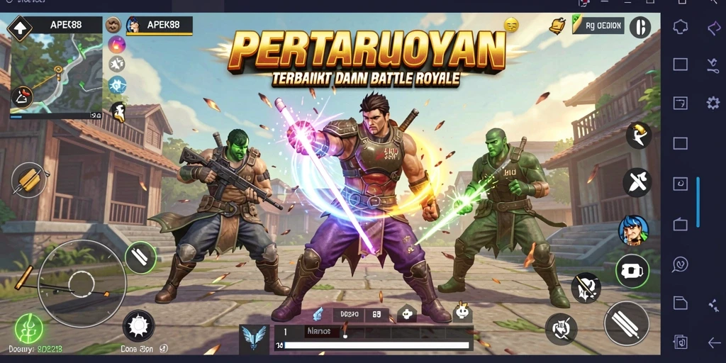 Screenshot utama APEK88 menampilkan aksi sengit dalam pertarungan Battle Royale.
