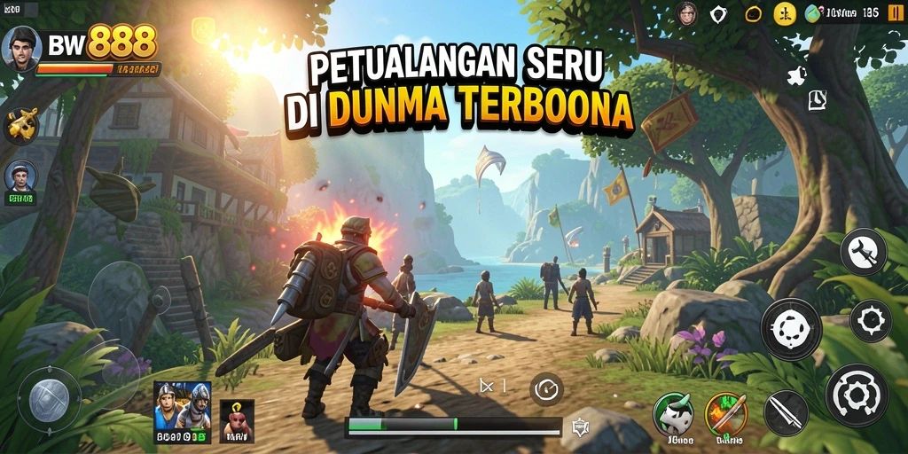 Tangkapan layar gameplay BW888 menampilkan eksplorasi dunia terbuka yang menakjubkan.