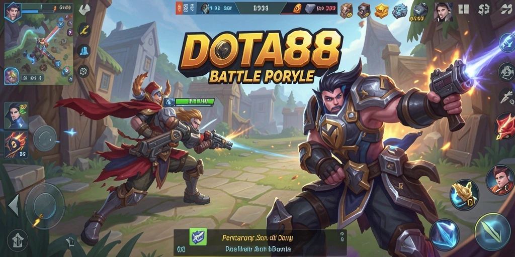Screenshot DOTA88 menampilkan aksi pertarungan Battle Royale yang intens.