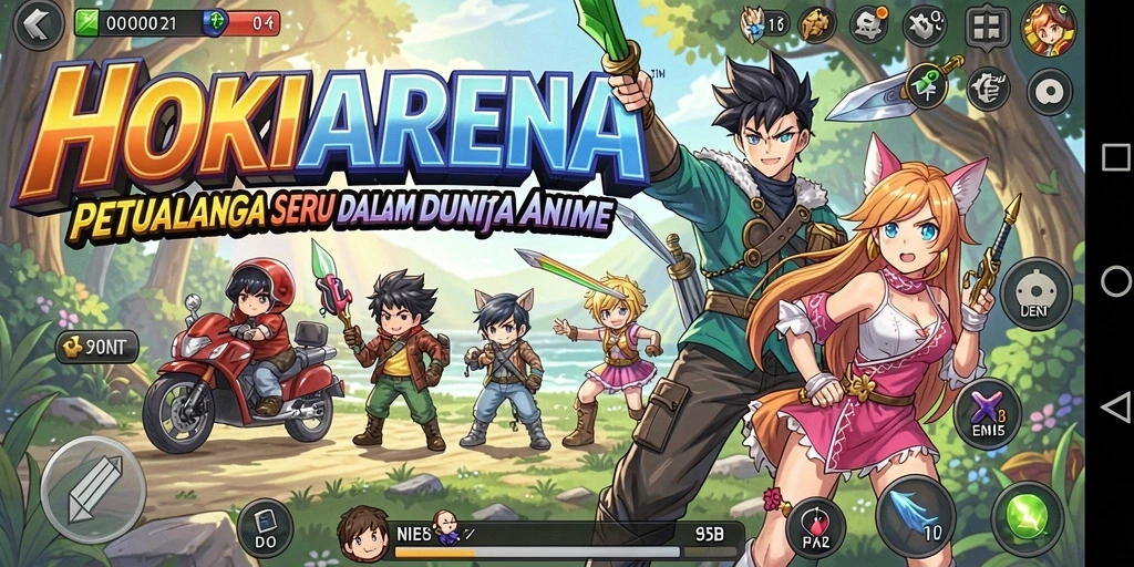 Tampilan gameplay HOKIARENA menampilkan aksi seru dan karakter anime favorit.
