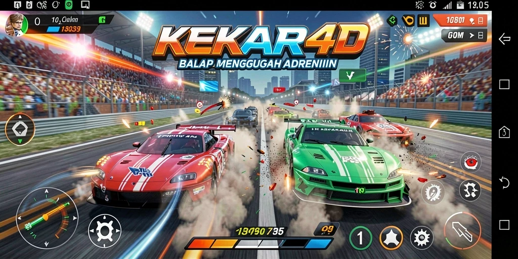 Tangkapan layar KEKAR4D menampilkan aksi balapan yang intens.