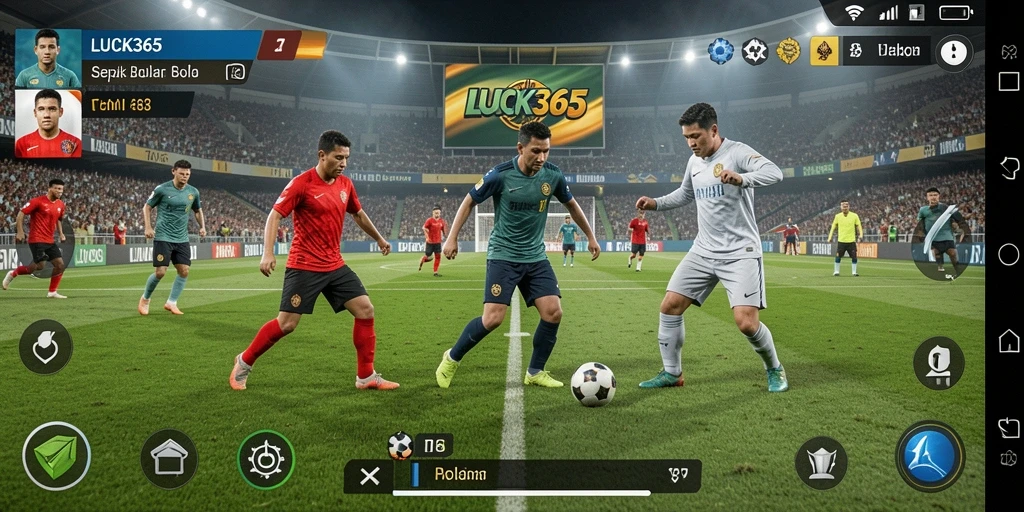 Tampilan gameplay menarik dari LUCK365 saat bertanding sepak bola.