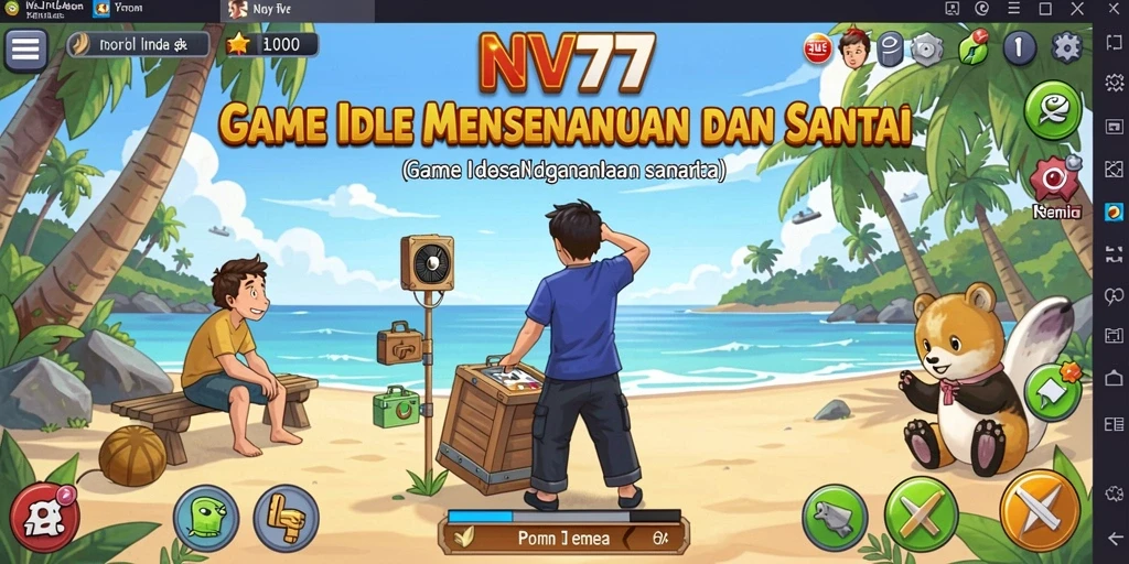 Tampilan gameplay NV77 yang menarik dan penuh warna.