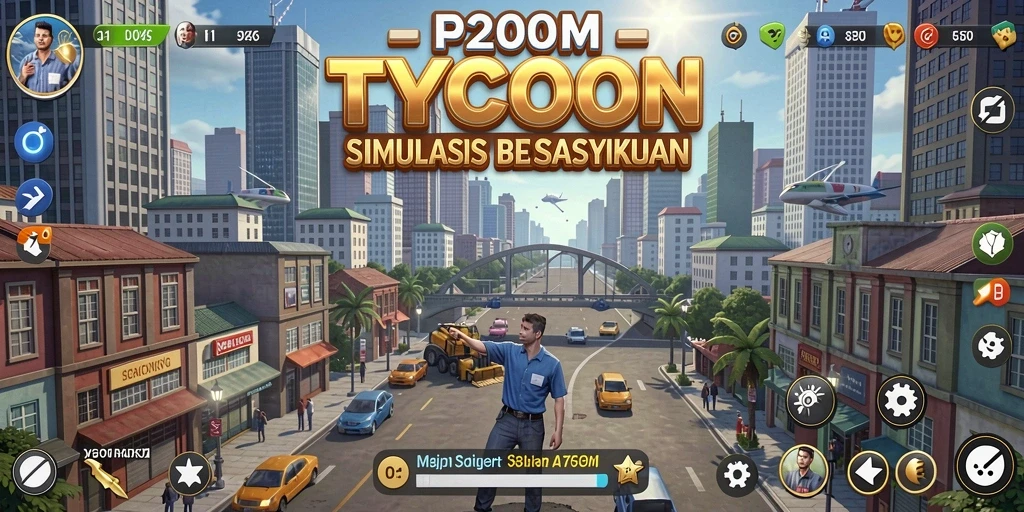 Tampilan gameplay P200M yang menarik dalam membangun bisnis.
