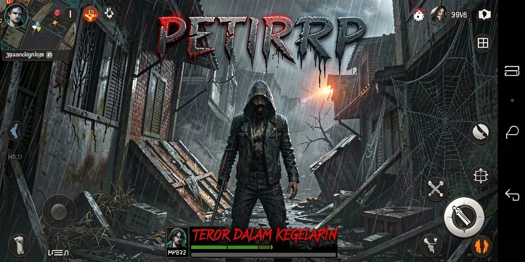 Screenshot utama menampilkan suasana mencekam dalam game PETIRRP.