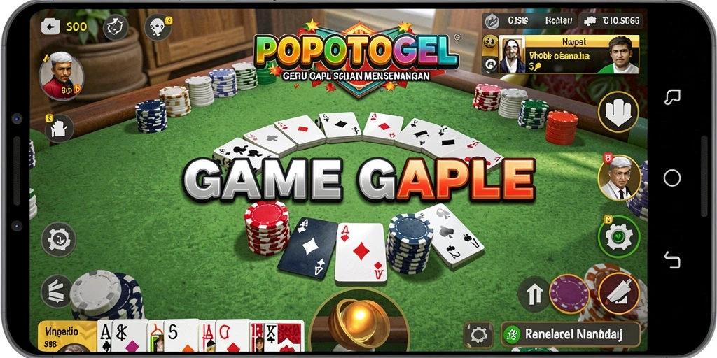 Screenshot gameplay Gaple di POPOTOGEL yang seru dan interaktif.