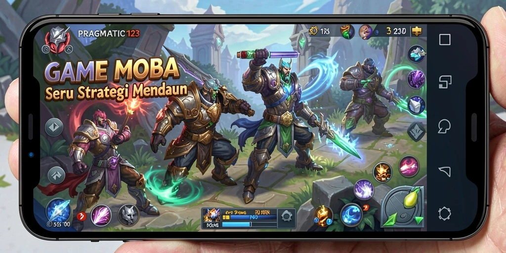 Tampilan gameplay MOBA yang seru dan dinamis.