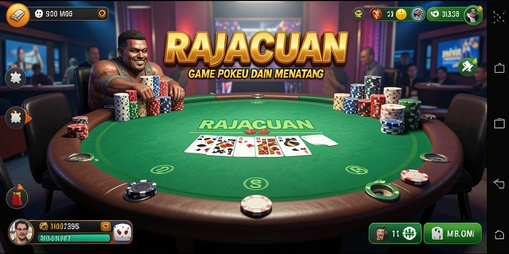 Tampilan menangkap keseruan bermain poker di RAJACUAN.