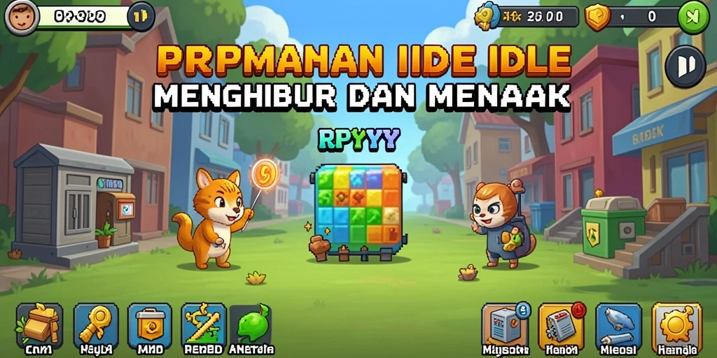 Tampilan gameplay RPYYY menampilkan karakter yang aktif menghasilkan sumber daya.