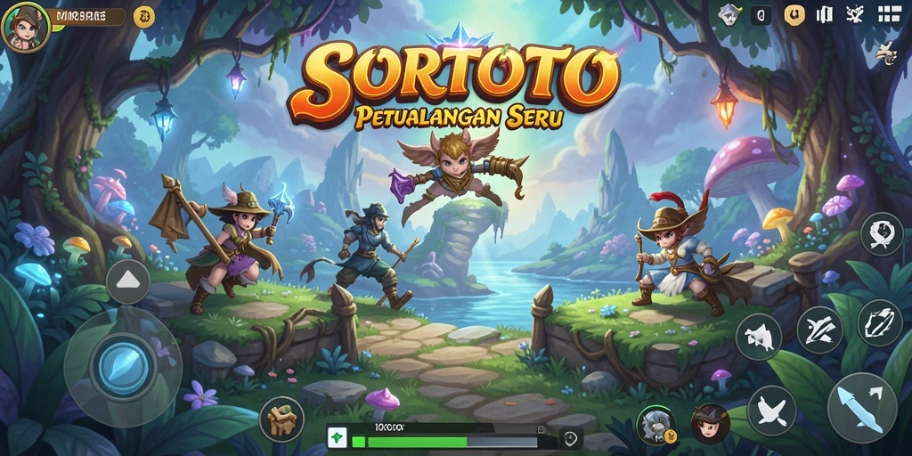 Tampilan gameplay SORTOTO yang seru dan interaktif di dunia fantasi.
