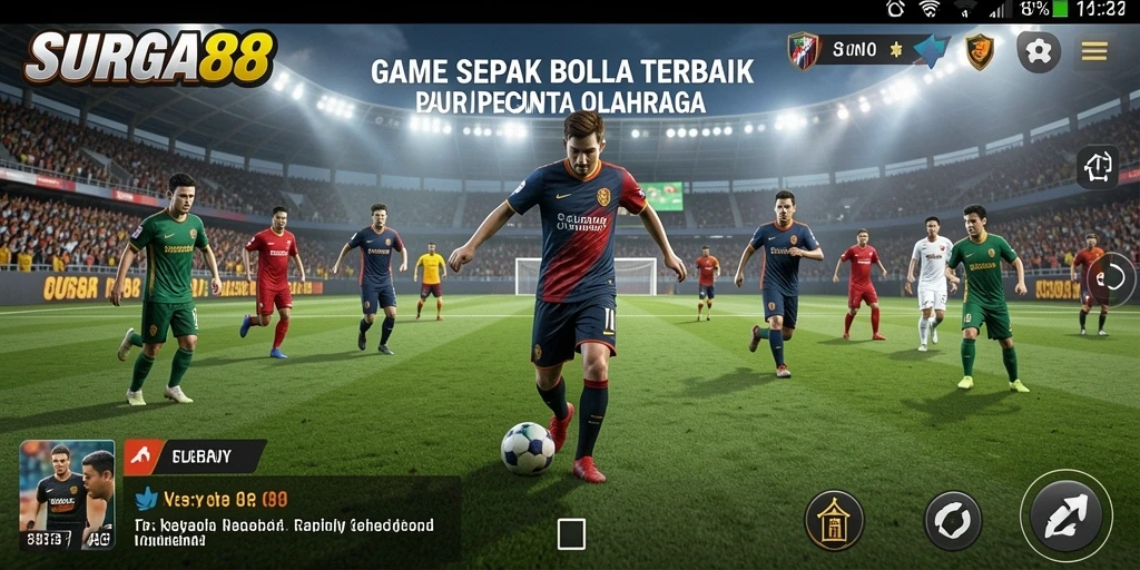Tampilan gameplay SERU di SURGA88 dengan aksi sepak bola yang mendebarkan.